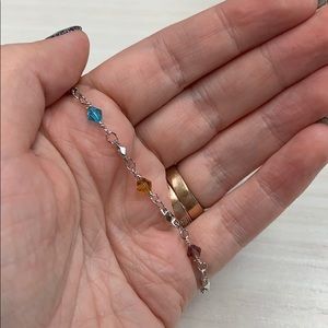 Dainty silver rainbow bracelet